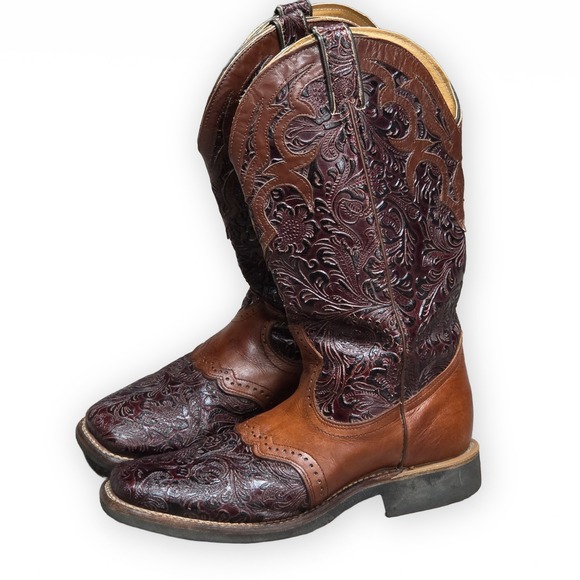 Boulet Shoes - Boulet Cowboy Boots Womens 8.5 Brown Leather Coastal Cowgirl Western Canada